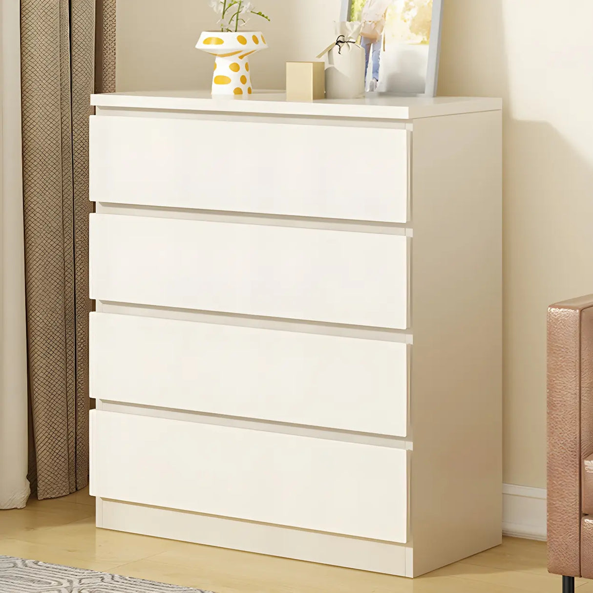 White Manufactured Wood Dresser with Multiple Drawers Image - 8