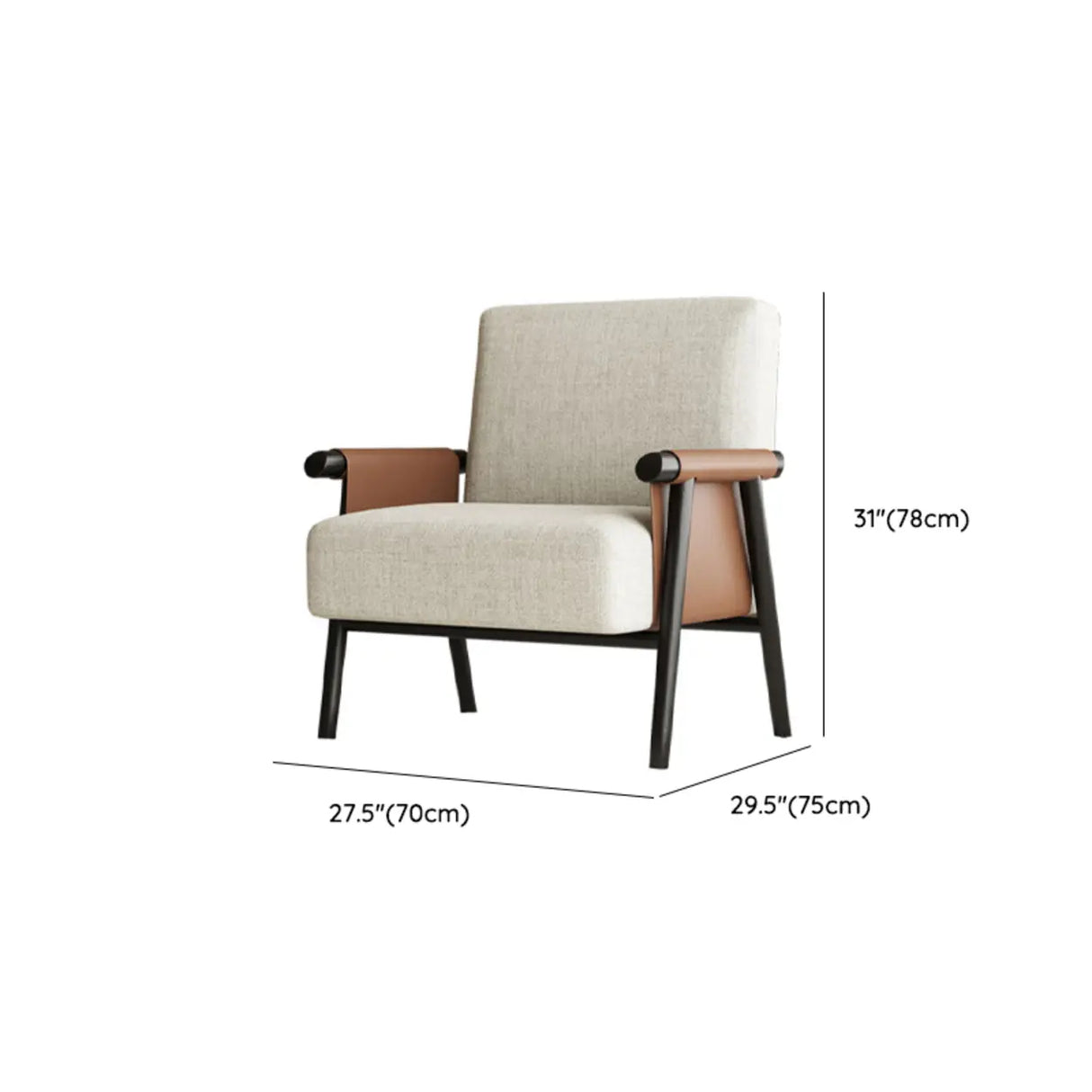 White Medium Modern Living Room Armrest Accent Chair