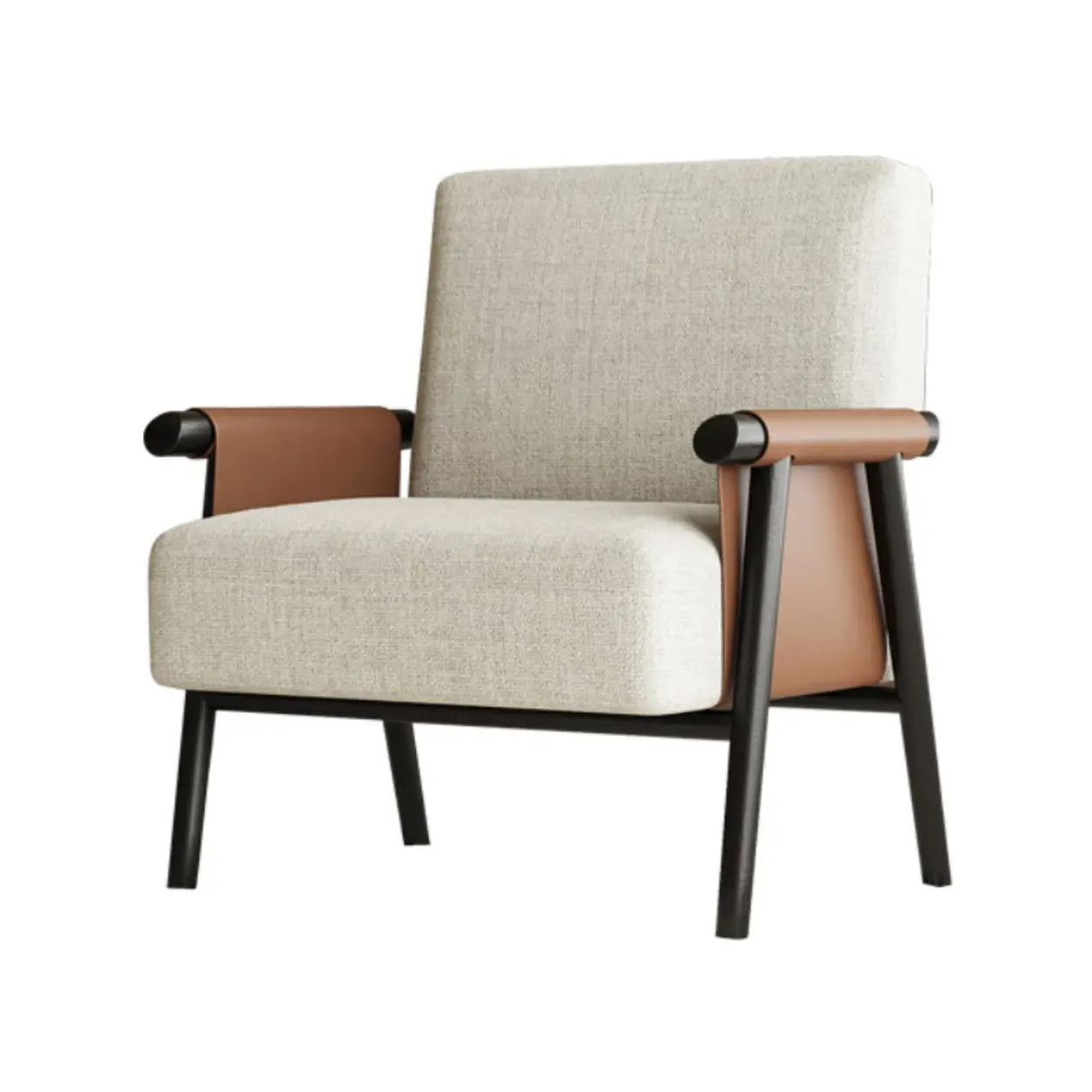 White Medium Modern Living Room Armrest Accent Chair Image - 2