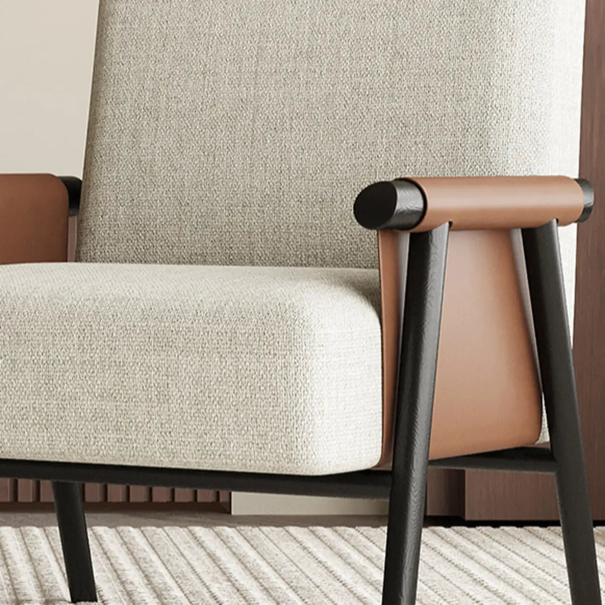 White Medium Modern Living Room Armrest Accent Chair Image - 6