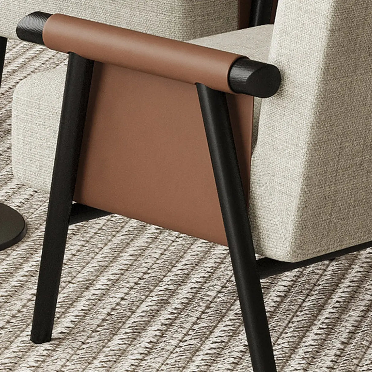 White Medium Modern Living Room Armrest Accent Chair Image - 9