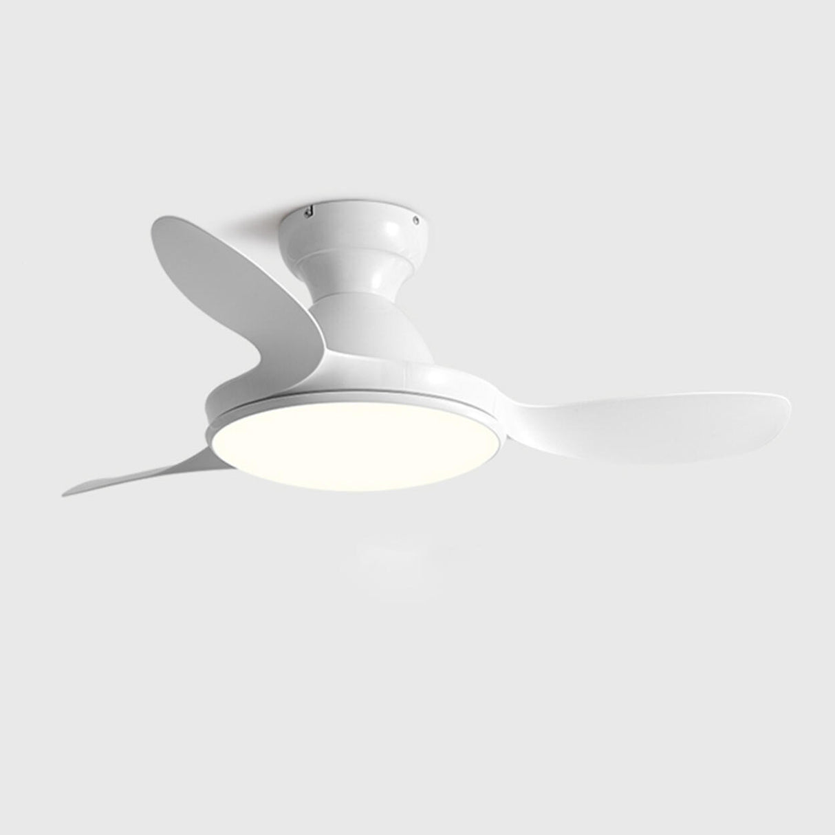 White Metal ABS Blade Living Room Ceiling Fan Light Image - 5