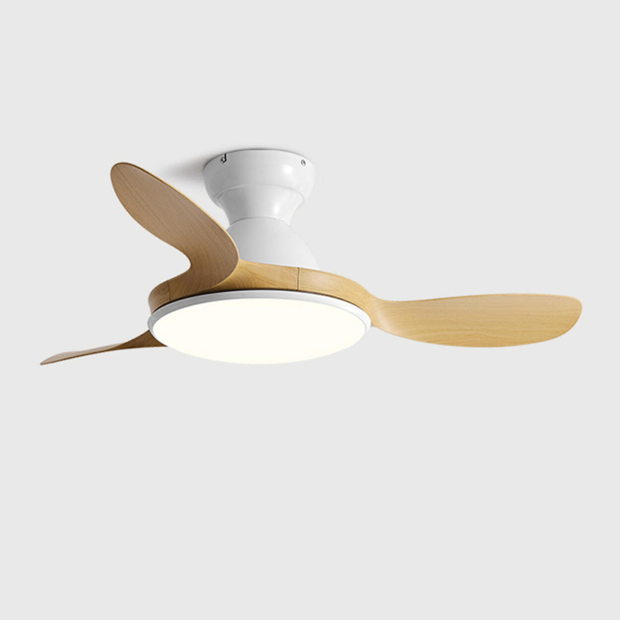 White Metal ABS Blade Living Room Ceiling Fan Light Image - 7