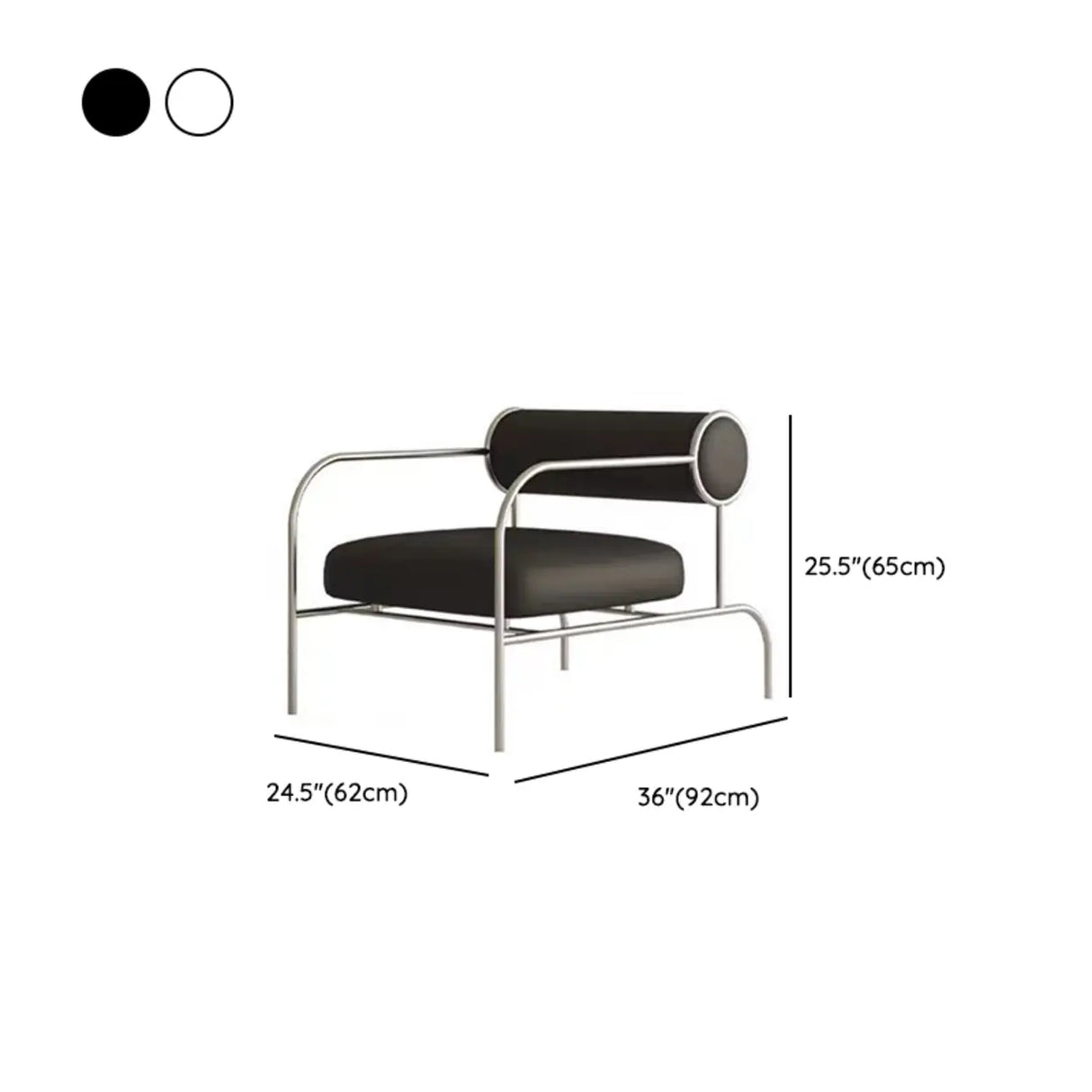 White Metal Arm Fixed Back Silver Legs Arm Chair