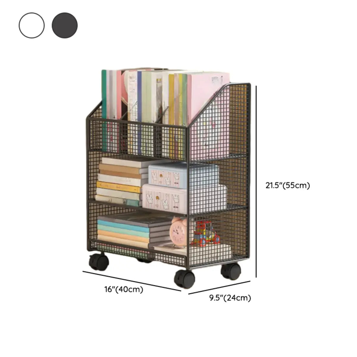 White Metal Mesh Three-Tier Shelves Utility Cart
