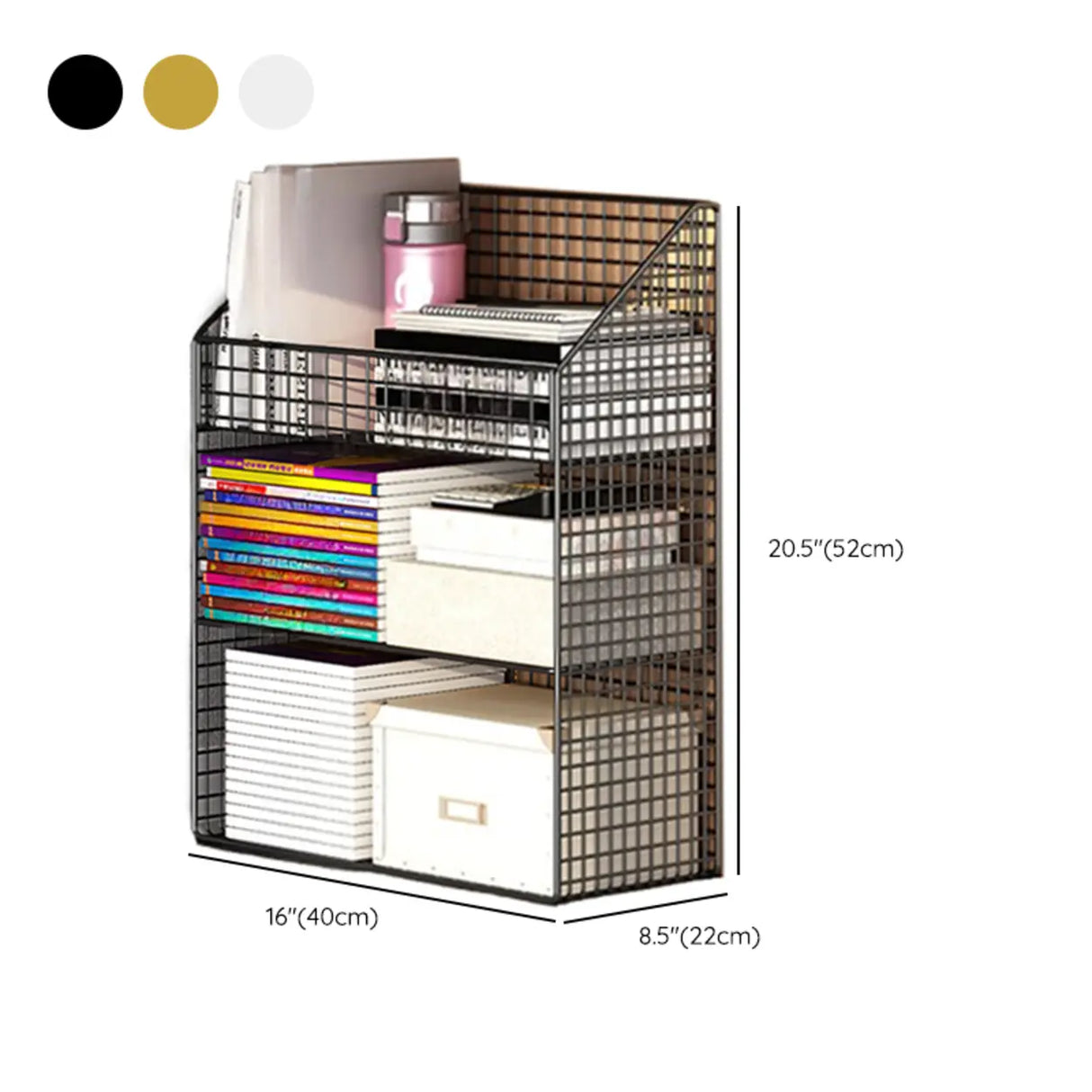 White Metal Storage Mesh Book Cart with Wheels Image - 24