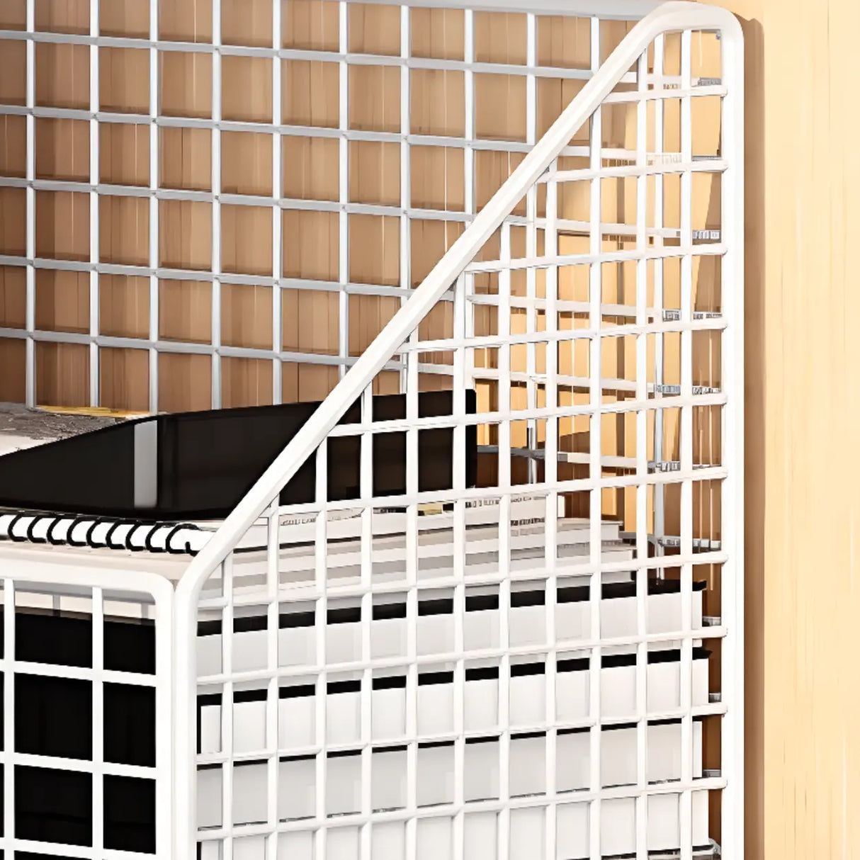 White Metal Storage Mesh Book Cart with Wheels Image - 6