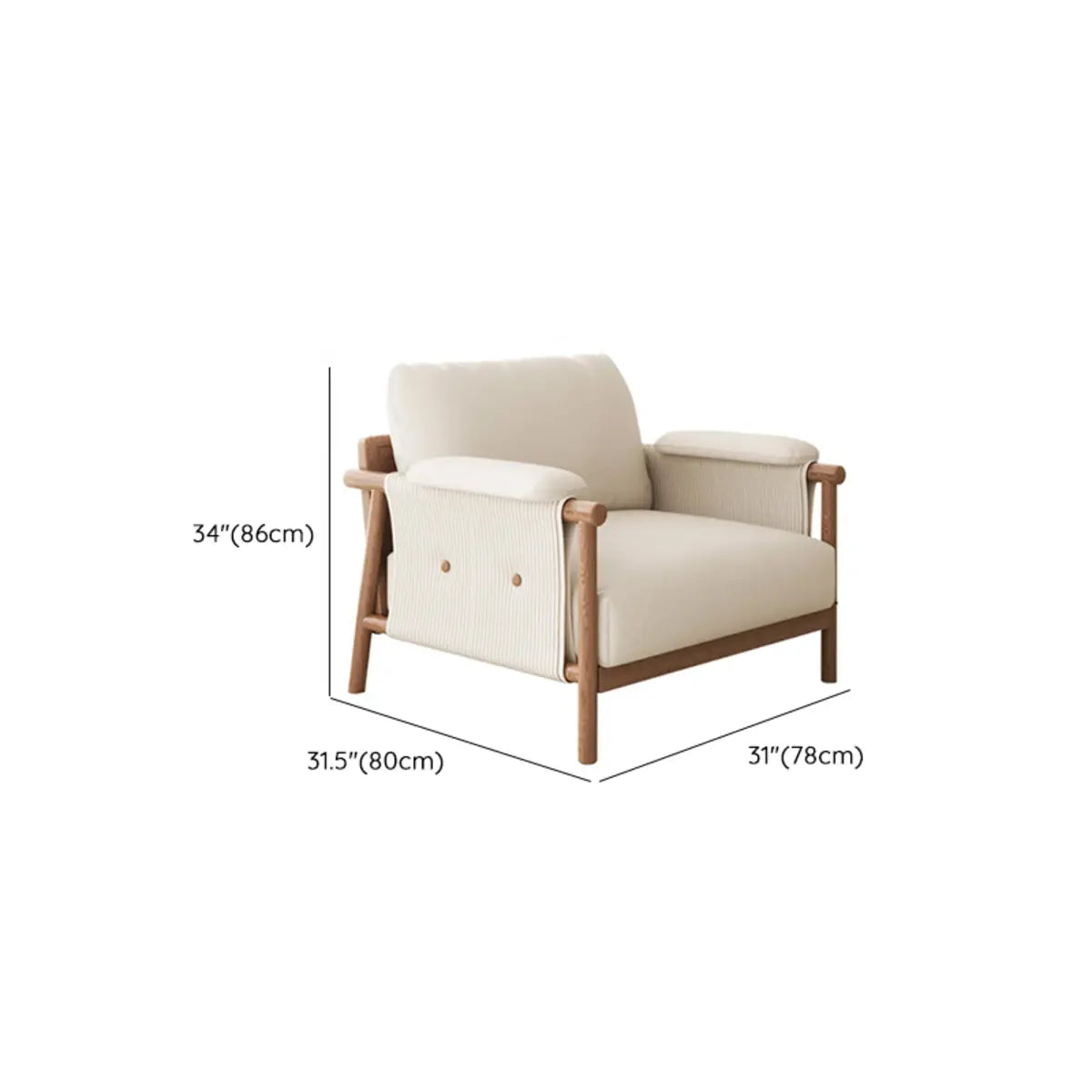 White Microfiber Leather Removable Cushions Arm Chair