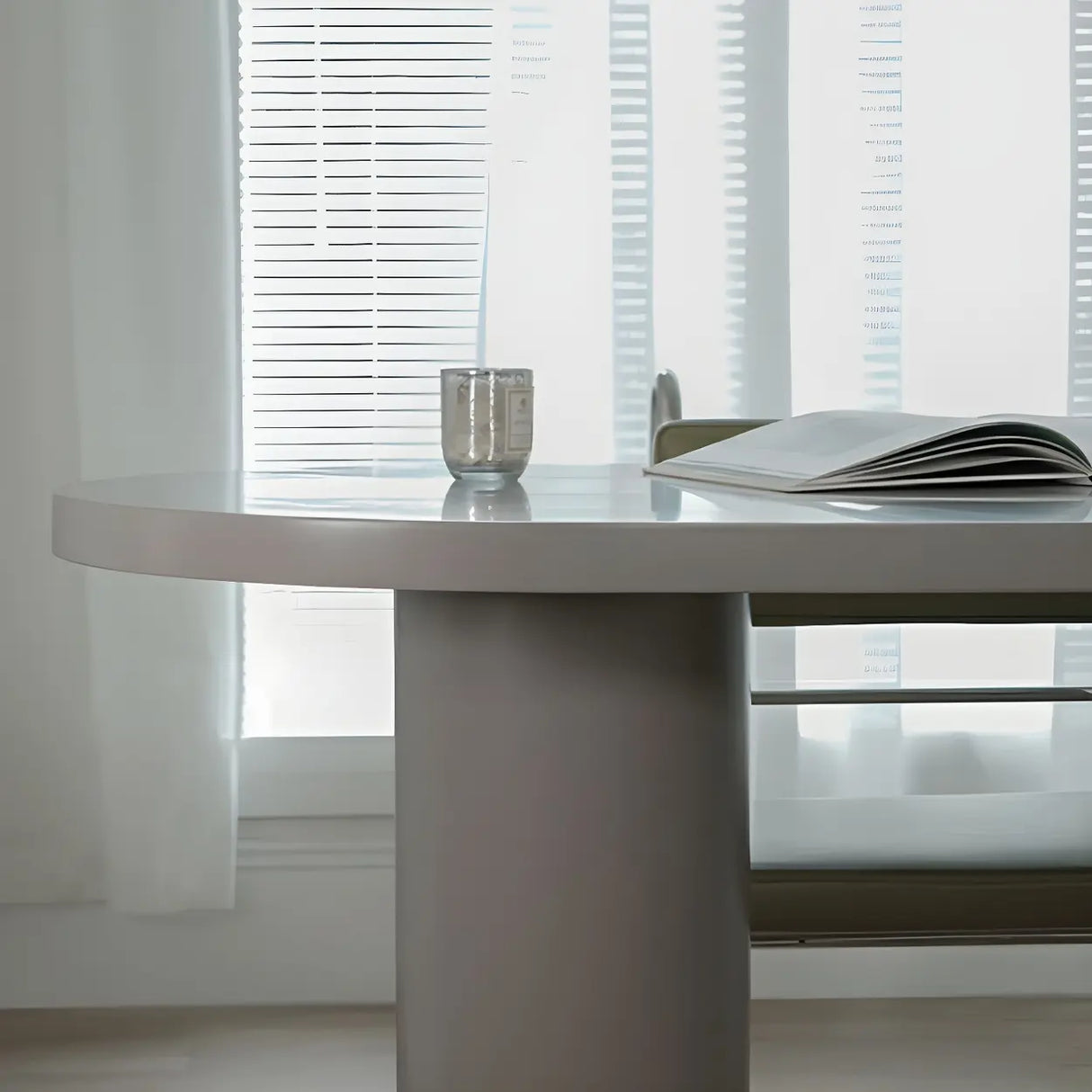 White Minimalist Oval Counter Height Bar Table Image - 11