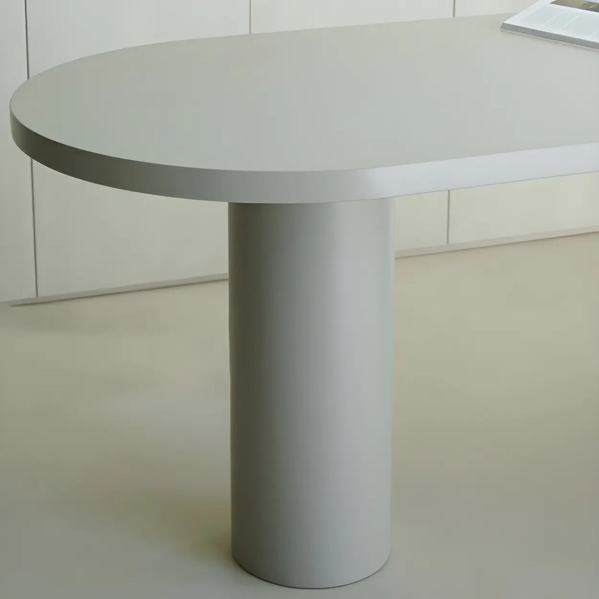 White Minimalist Oval Counter Height Bar Table Image - 12