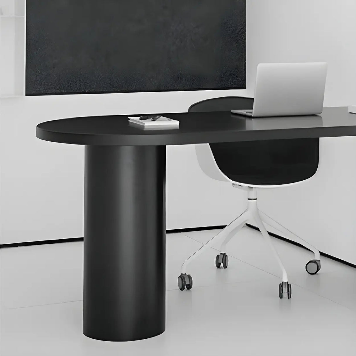 White Minimalist Oval Counter Height Bar Table Image - 13