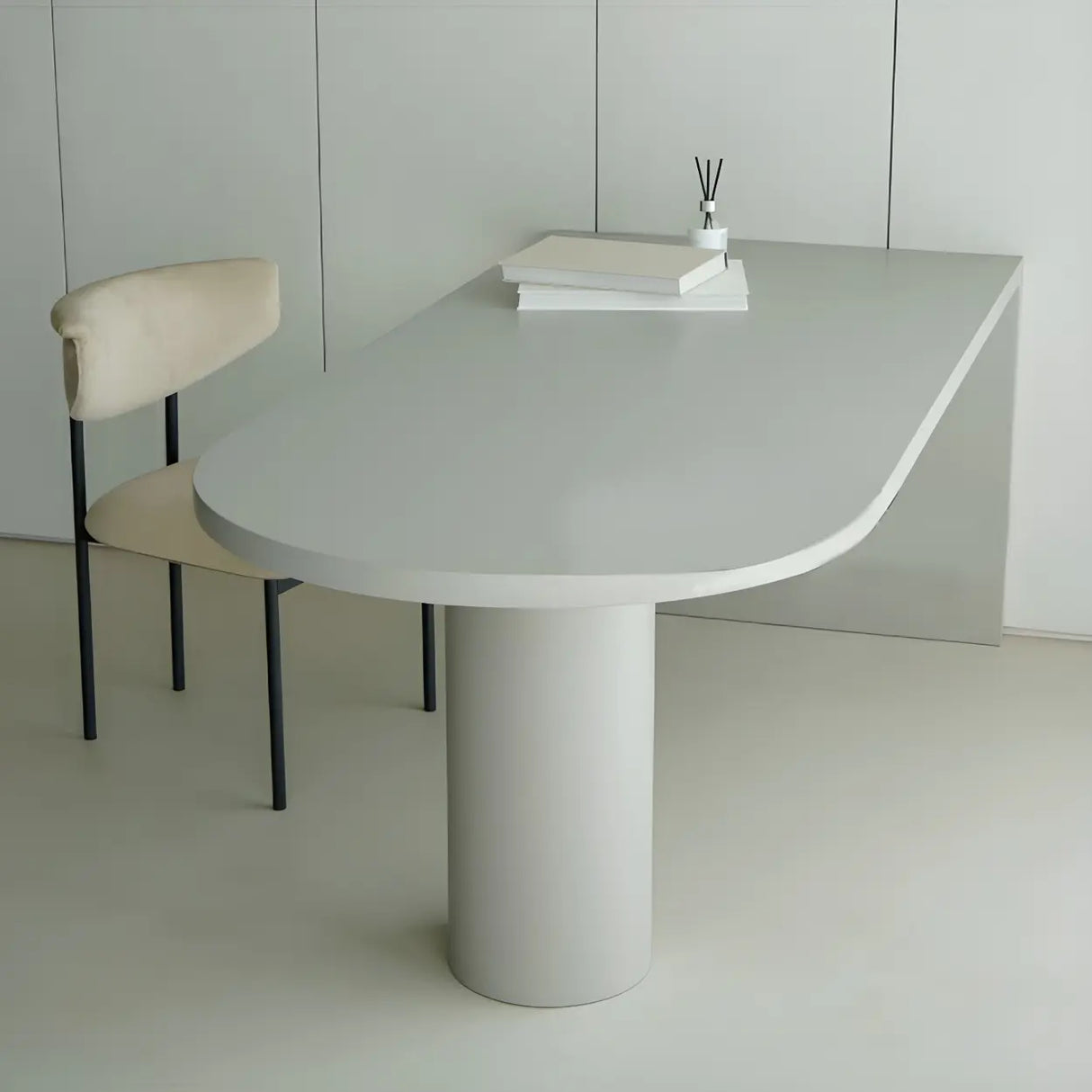 White Minimalist Oval Counter Height Bar Table Image - 16