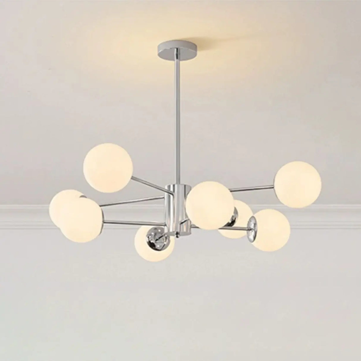 White Modern Chandeliers Tiered Branch Glass Globe Bedroom Image - 10