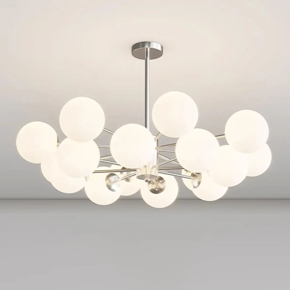 White Modern Chandeliers Tiered Branch Glass Globe Bedroom Image - 12