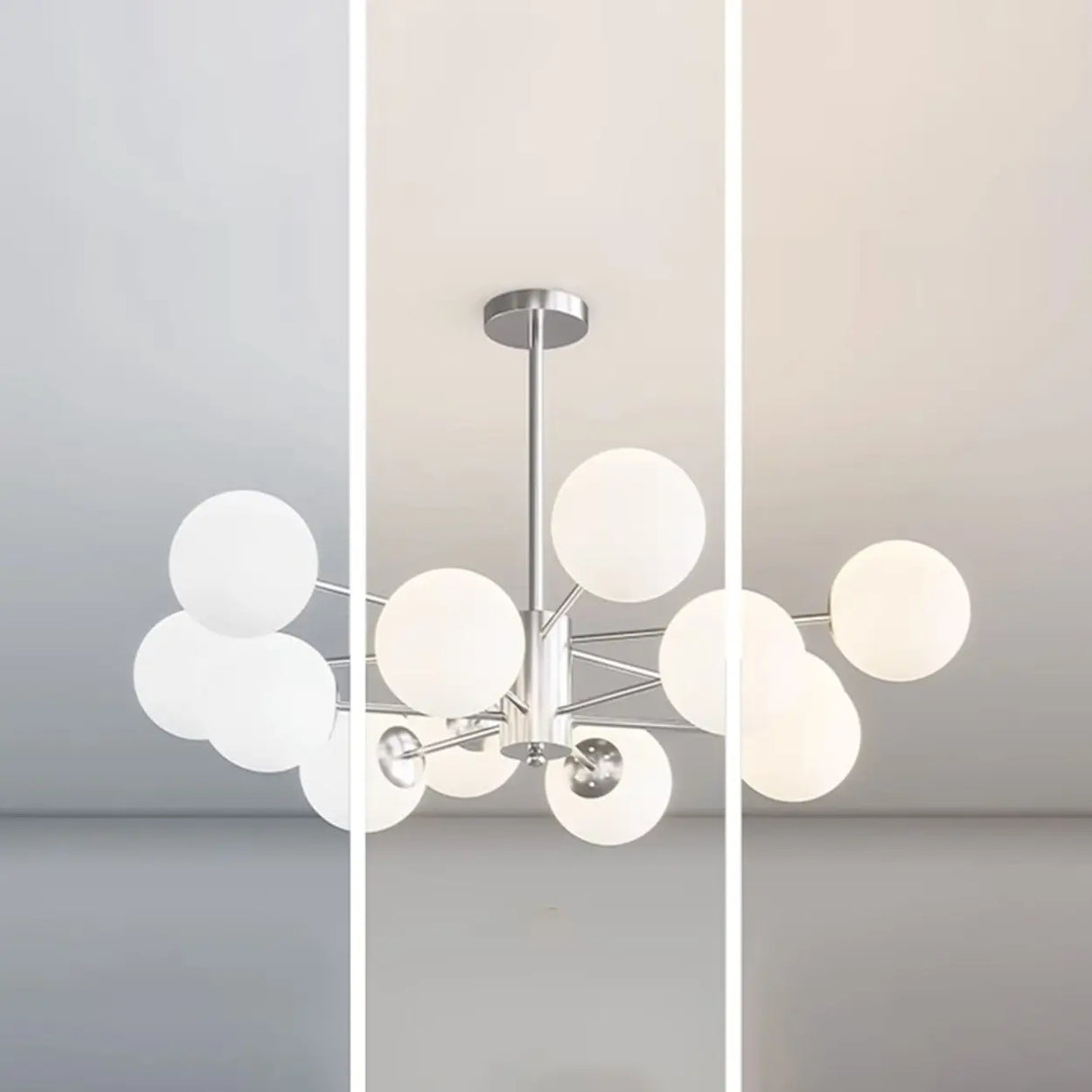 White Modern Chandeliers Tiered Branch Glass Globe Bedroom Image - 15