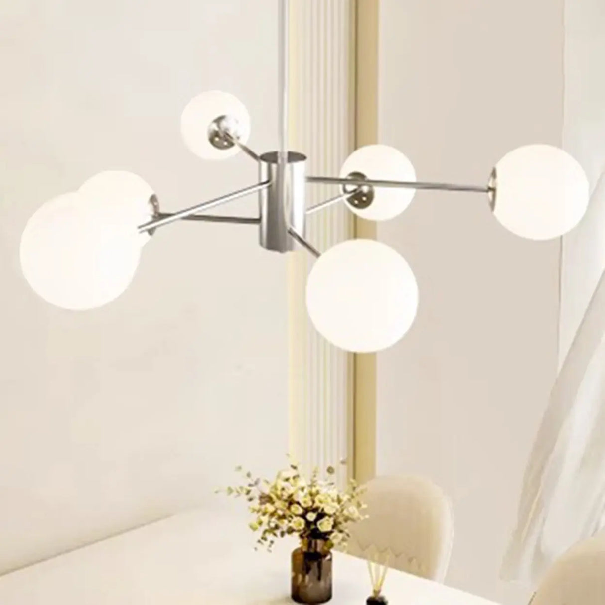 White Modern Chandeliers Tiered Branch Glass Globe Bedroom Image - 25