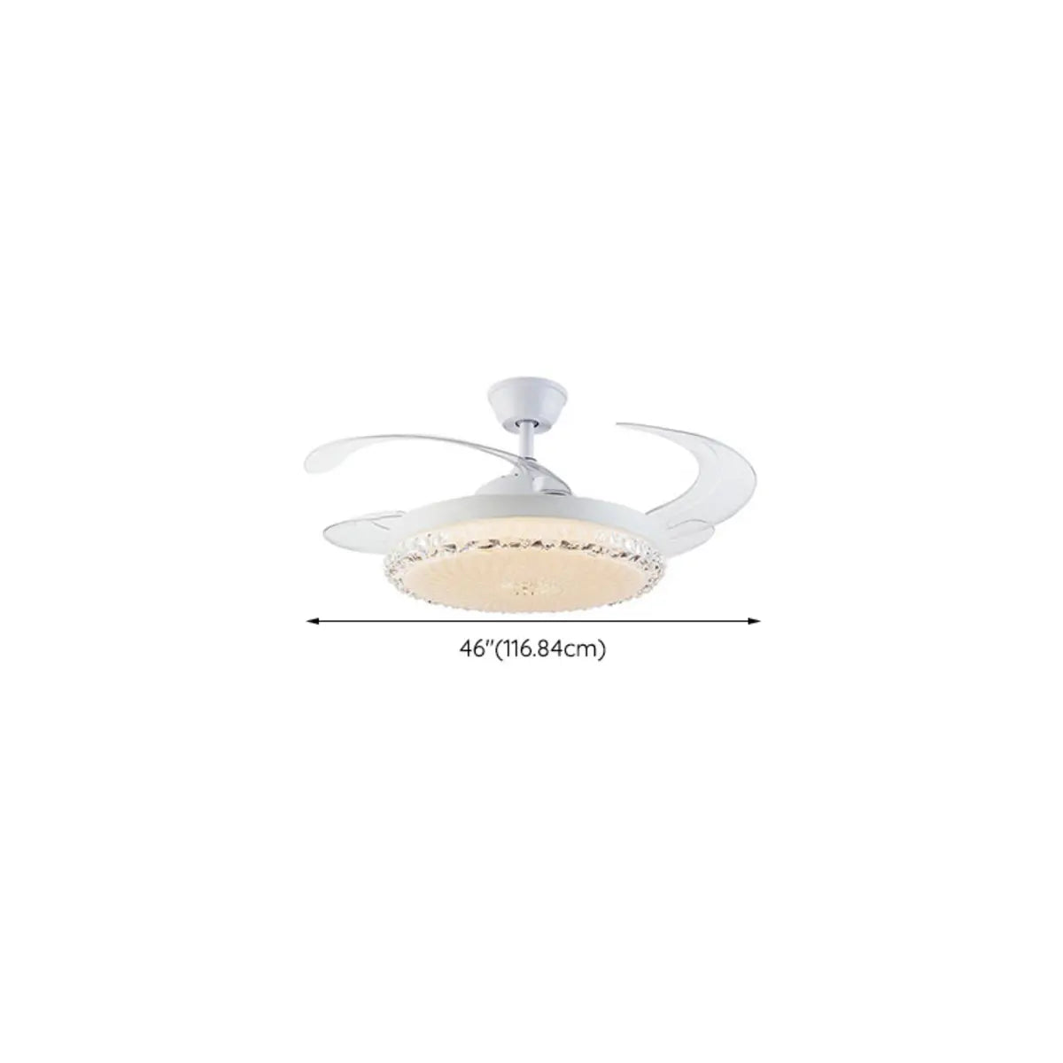 White Modern Minimalist Round 4-Blade Ceiling Fan Light Image - 12