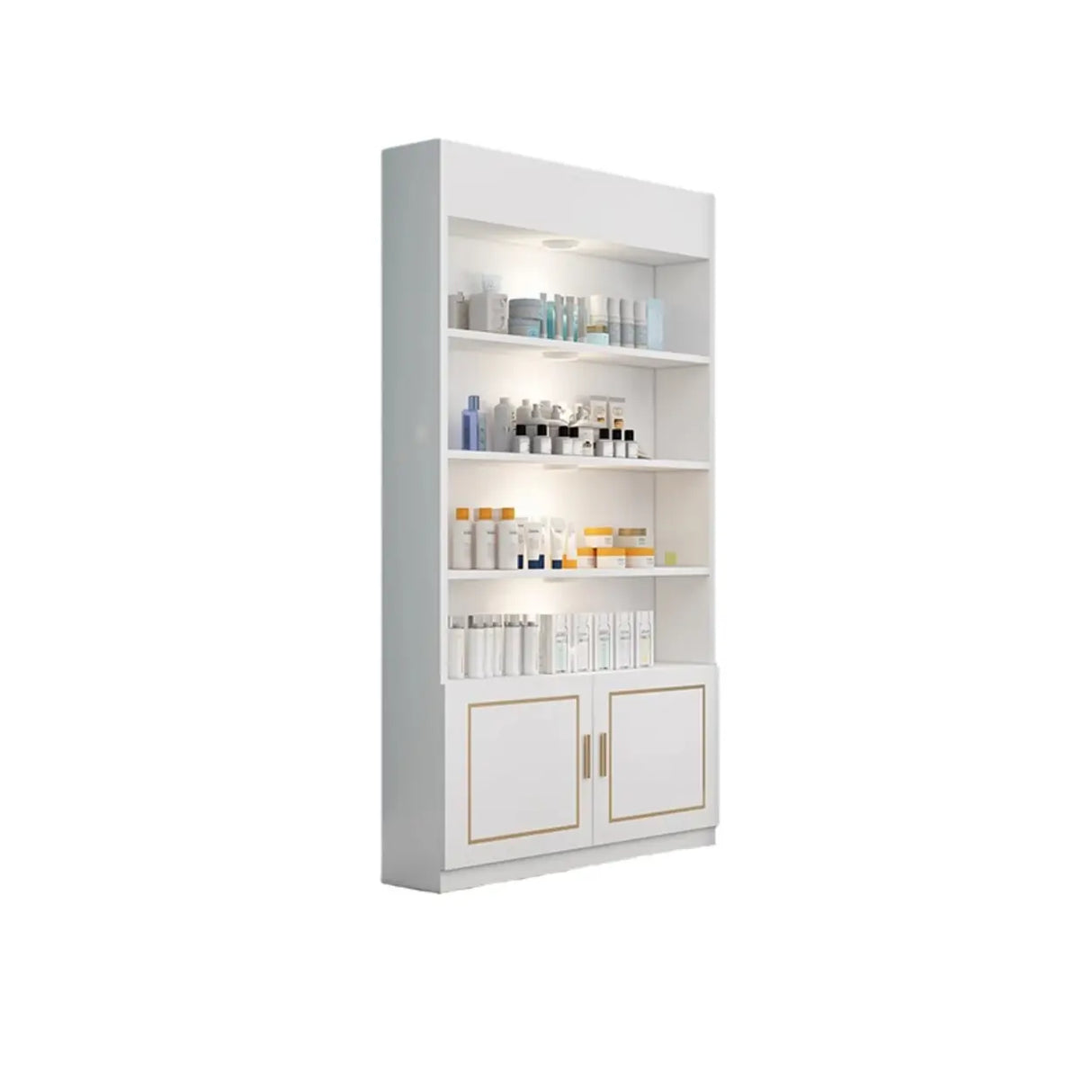 White Modern Rectangle Wood Open Display Large Cabinet Image - 11