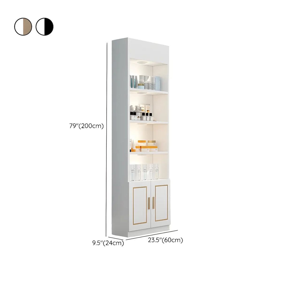 White Modern Rectangle Wood Open Display Large Cabinet