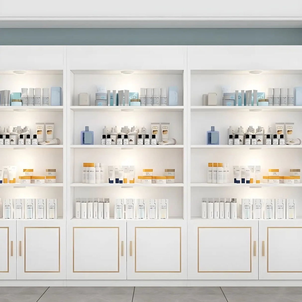 White Modern Rectangle Wood Open Display Large Cabinet Image - 8