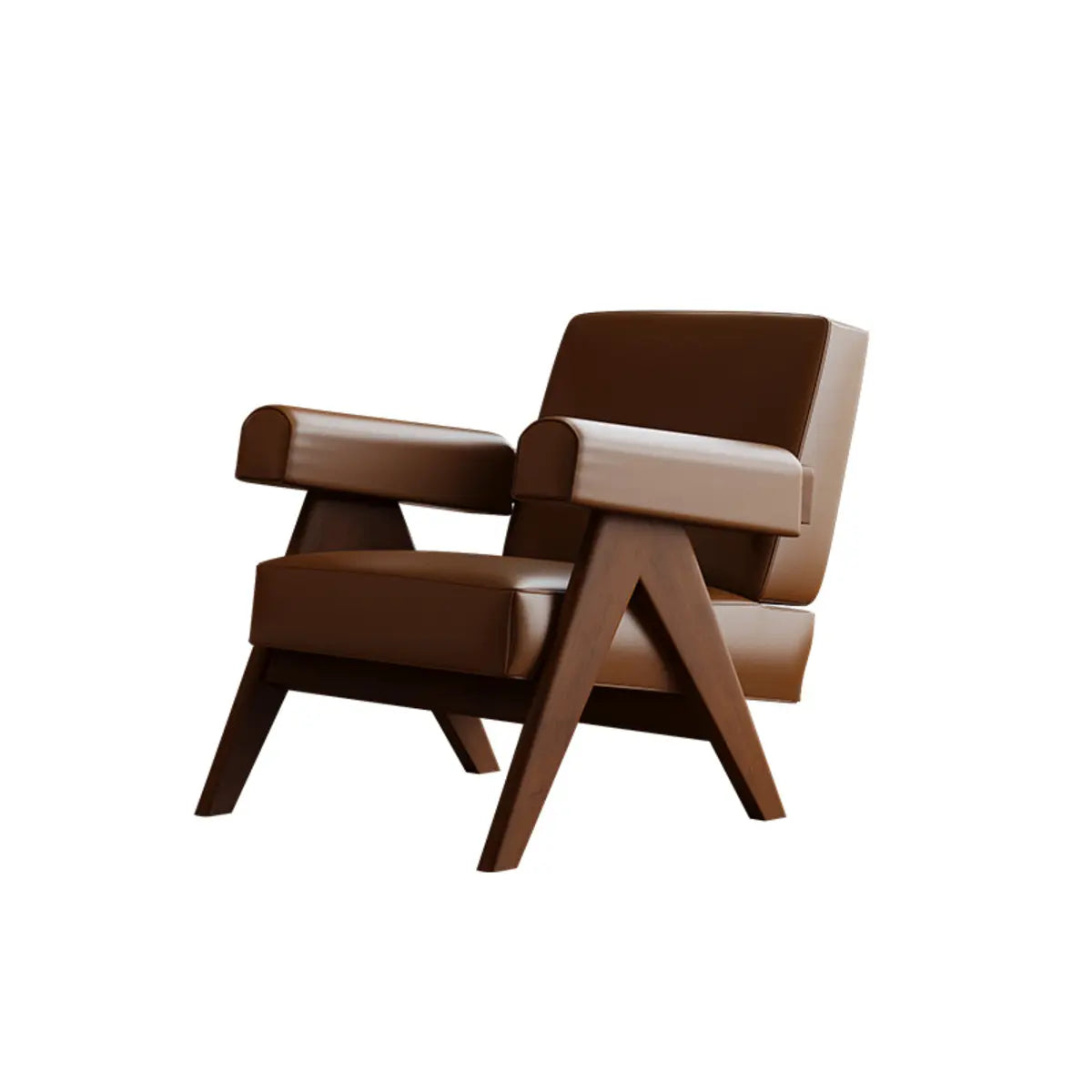 White Mohair Fixed Back Oak Wood Frame Arm Chair Image - 5