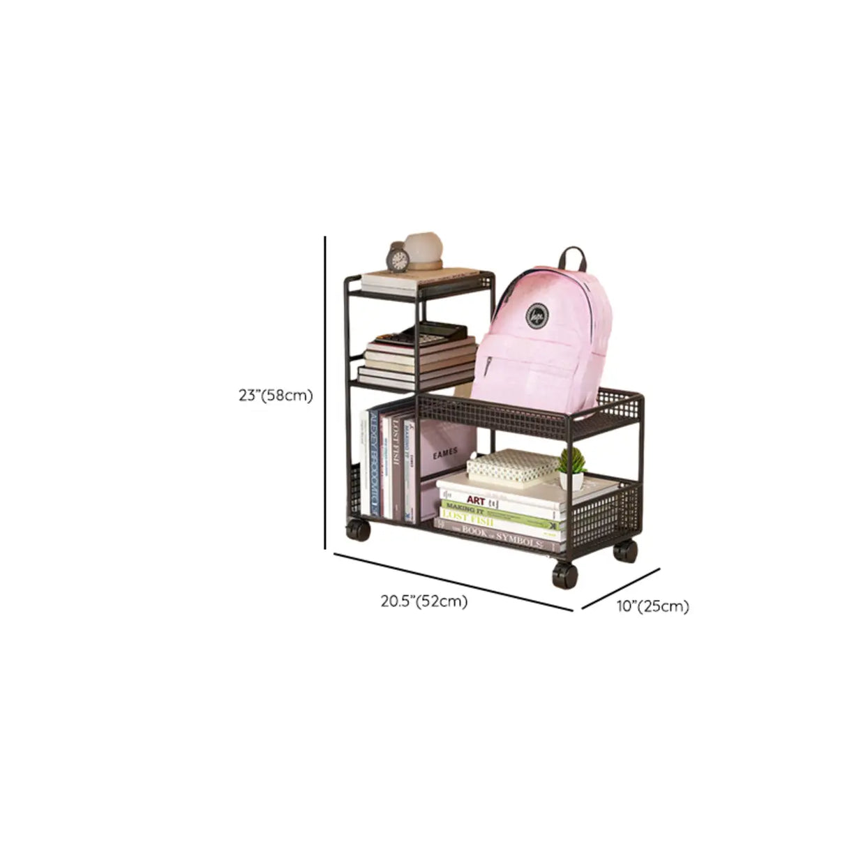 White Movable Metal Frame Utility Cart with Shelves Image - 16