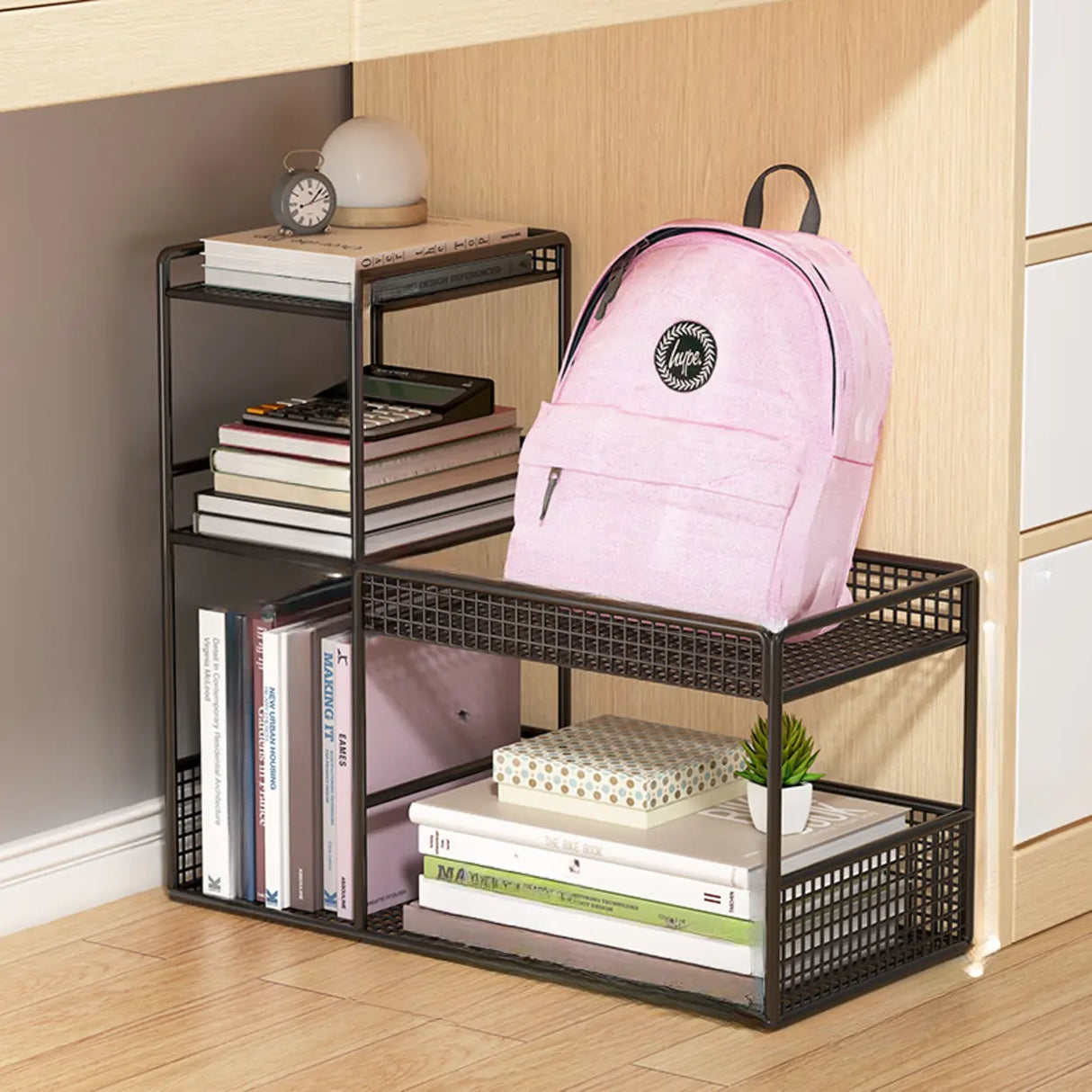 White Movable Metal Frame Utility Cart with Shelves Image - 5