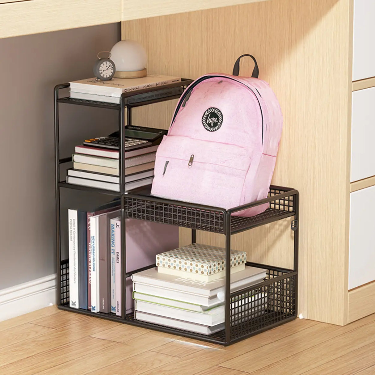 White Movable Metal Frame Utility Cart with Shelves Image - 7