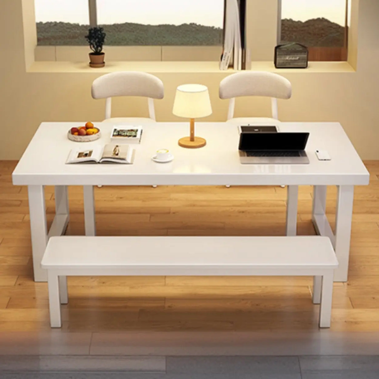 White Multi-person Standard Wooden Writing Desk Image - 3