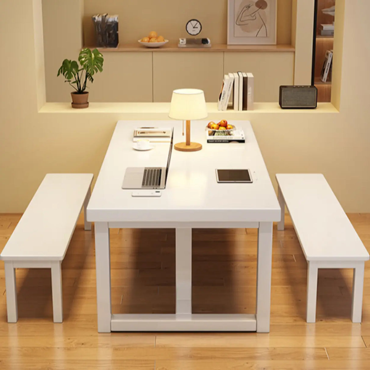 White Multi-person Standard Wooden Writing Desk Image - 5