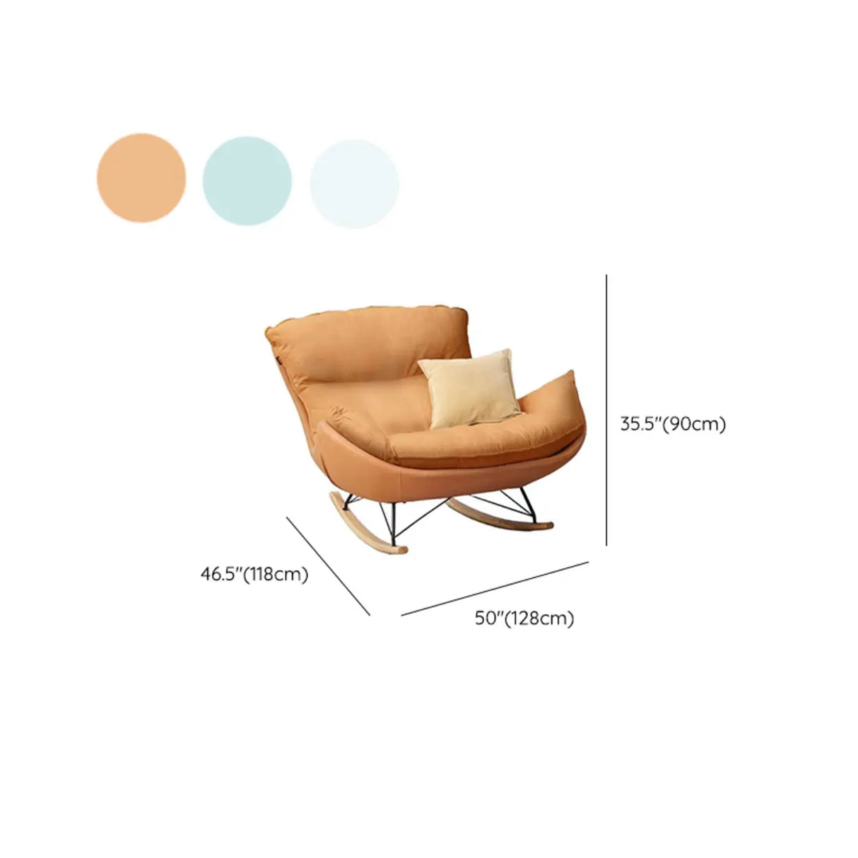 White Orange Scratch Resistant Upholstered Rocking Chair Image - 17