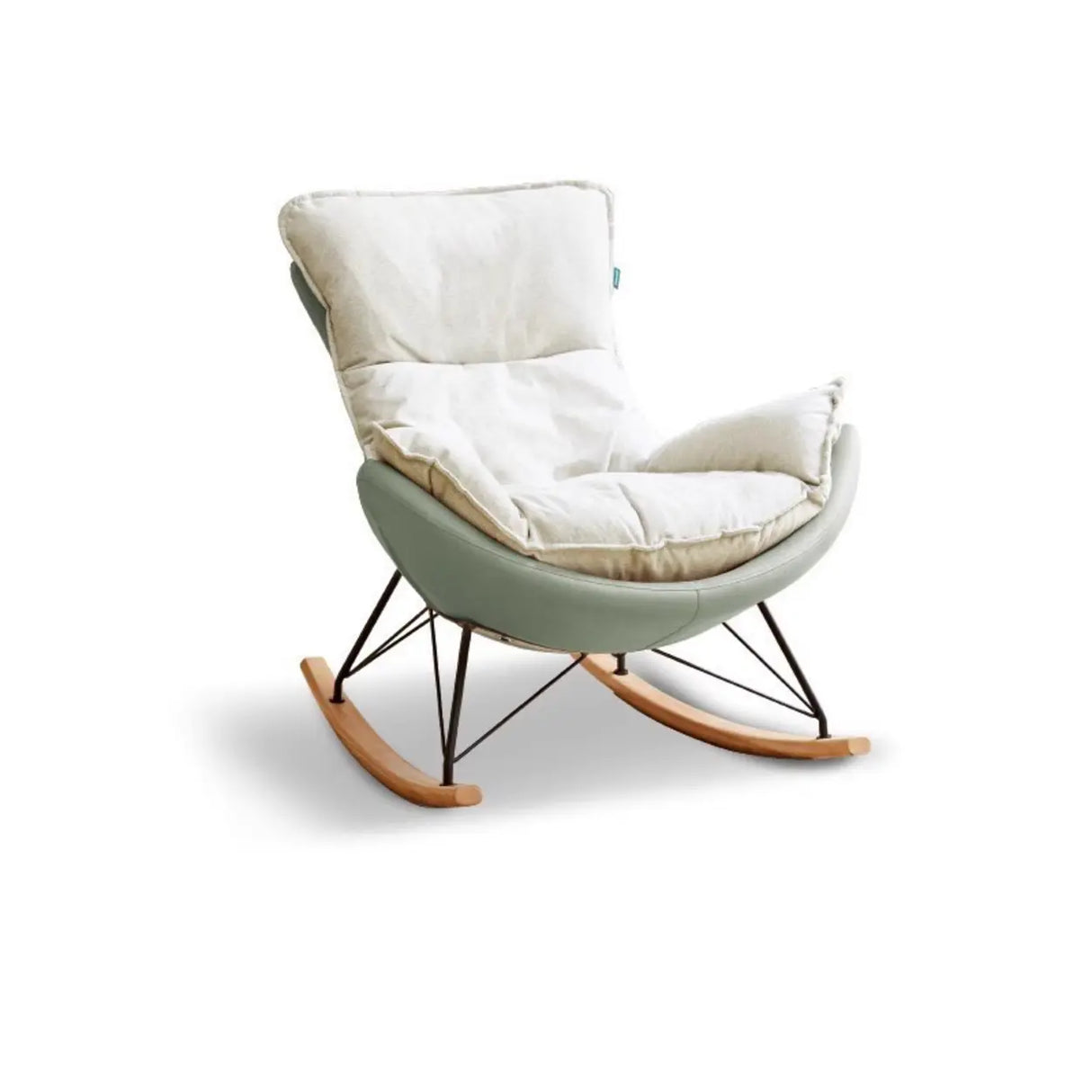 White Orange Scratch Resistant Upholstered Rocking Chair Image - 5