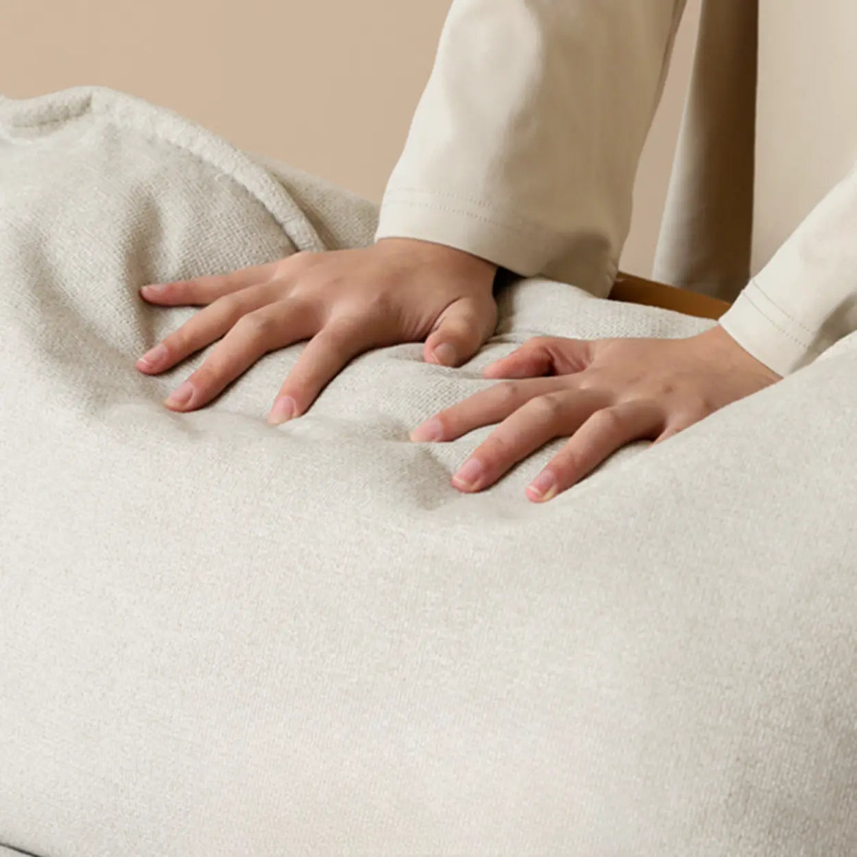 White Orange Scratch Resistant Upholstered Rocking Chair Image - 8