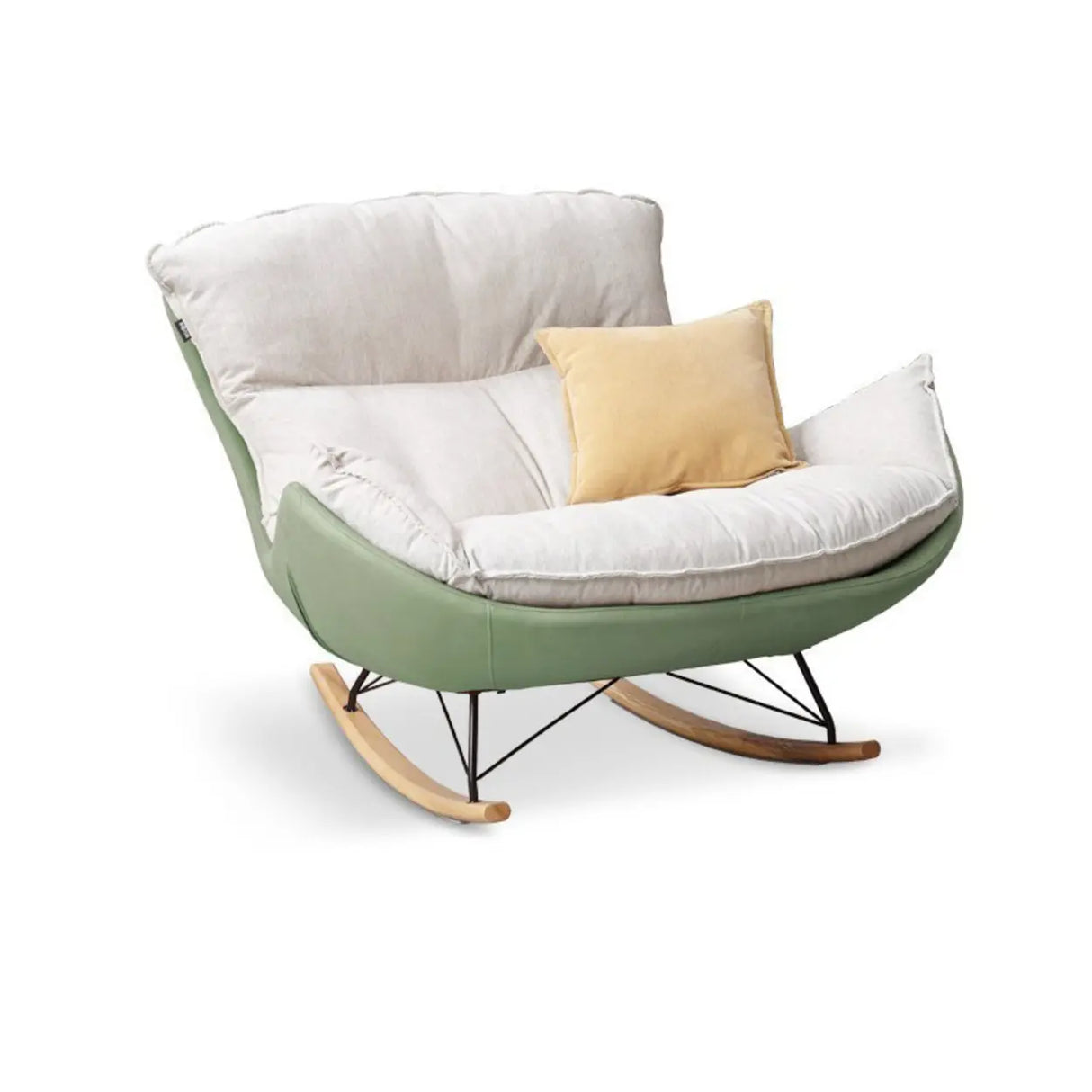 White Orange Scratch Resistant Upholstered Rocking Chair Image - 9