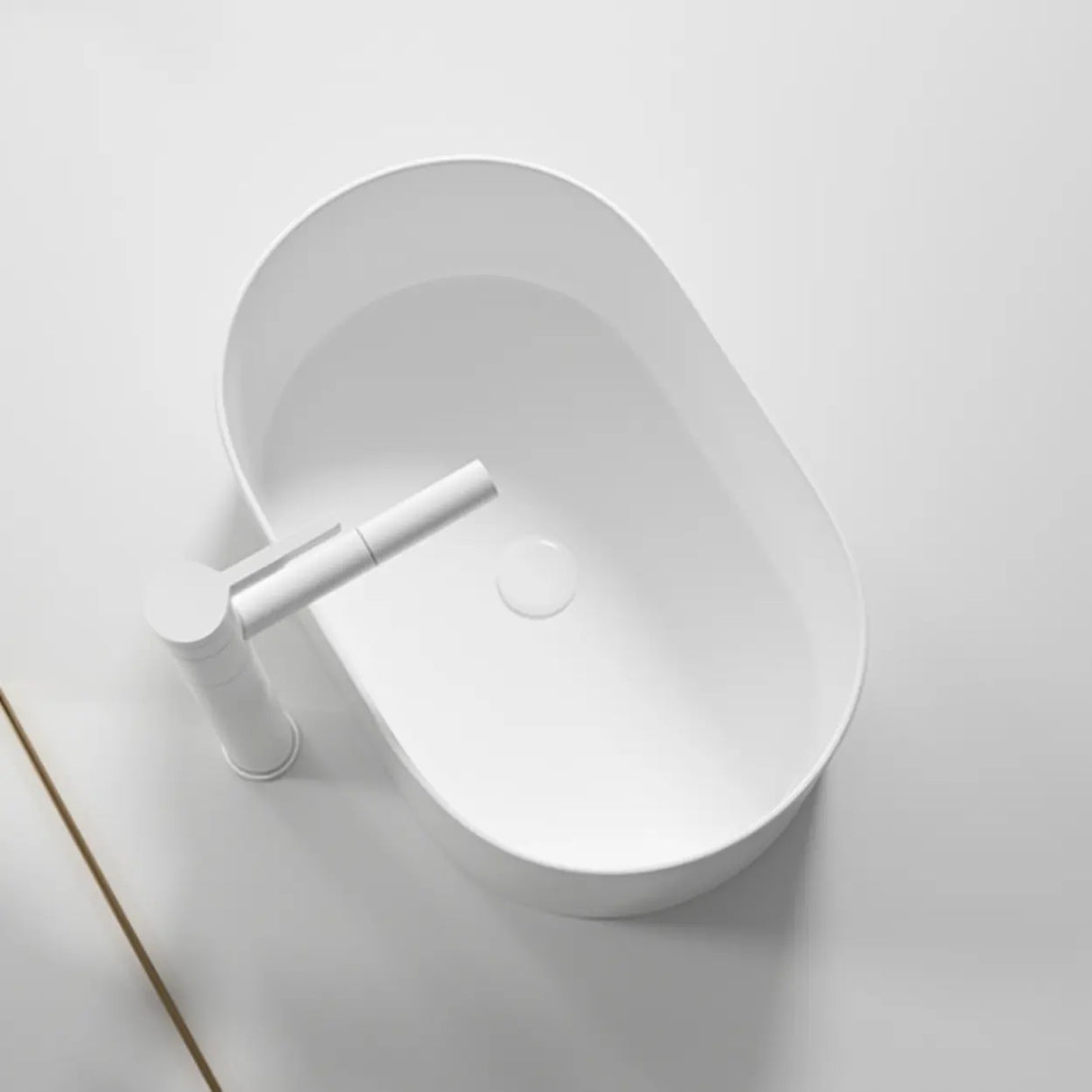 White Oval Ceramic Vessel Sinks with Midpostition Hole Image - 4