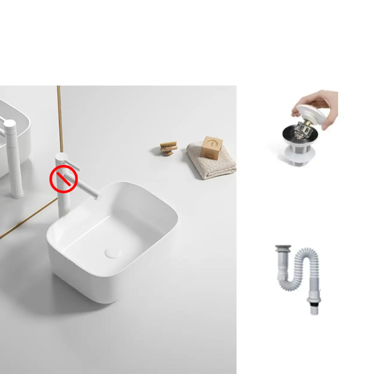 White Oval Ceramic Vessel Sinks with Midpostition Hole Image - 5