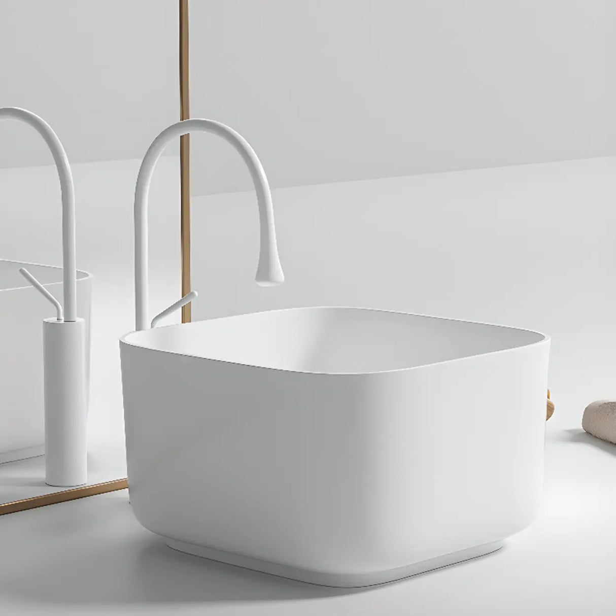 White Oval Ceramic Vessel Sinks with Midpostition Hole Image - 6