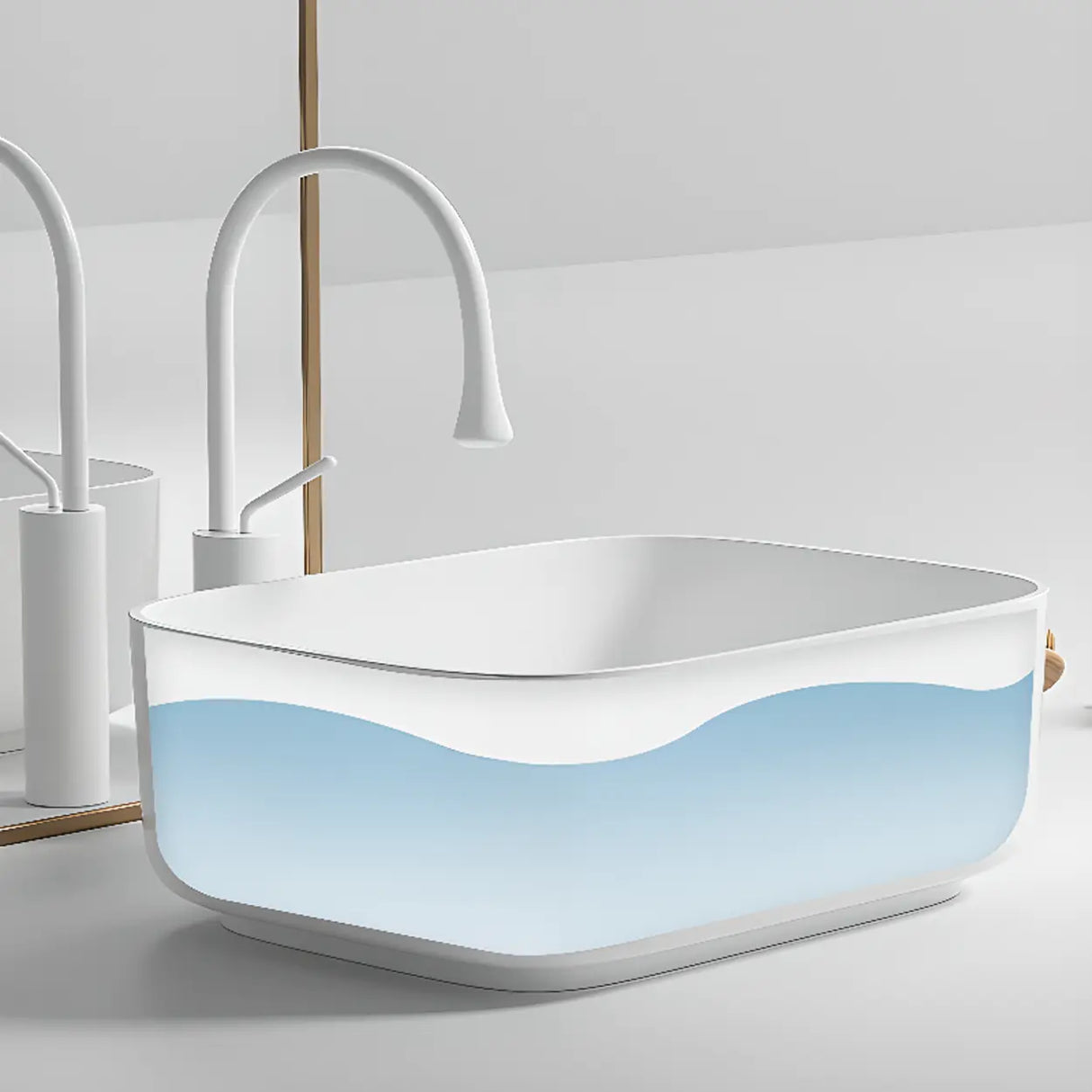 White Oval Ceramic Vessel Sinks with Midpostition Hole Image - 7