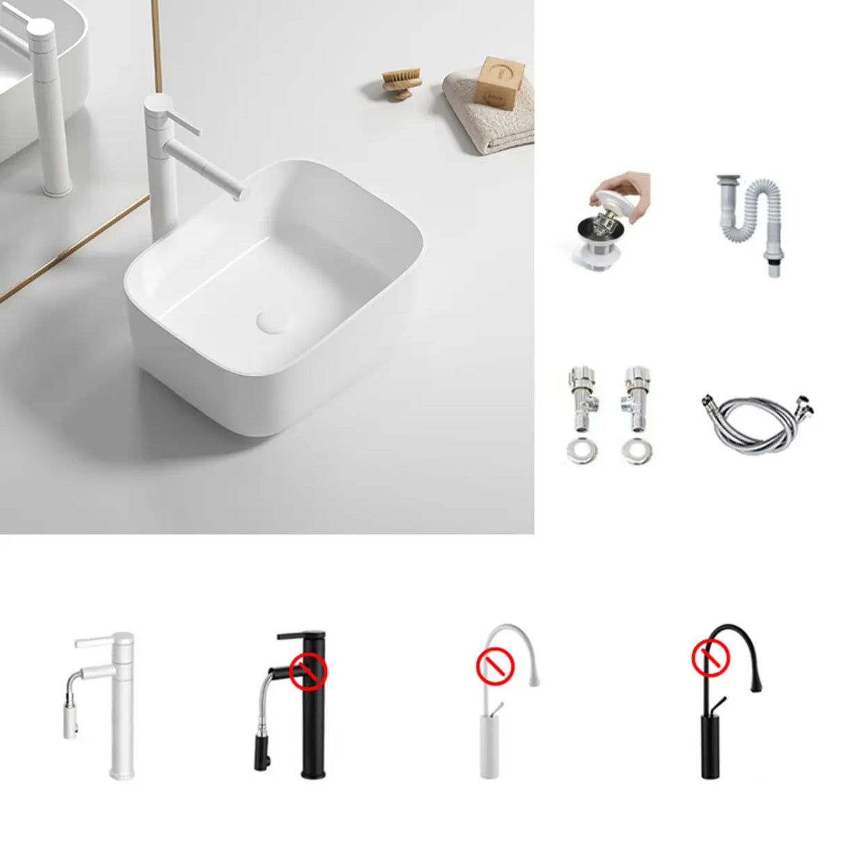 White Oval Ceramic Vessel Sinks with Midpostition Hole Image - 8