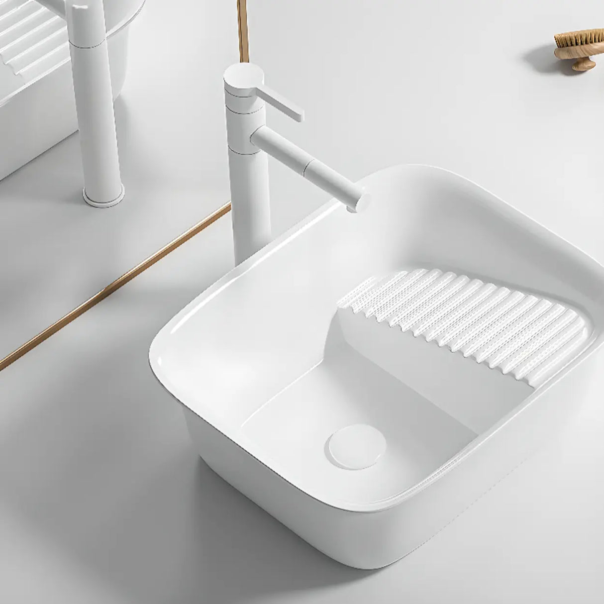 White Oval Ceramic Vessel Sinks with Midpostition Hole Image - 9