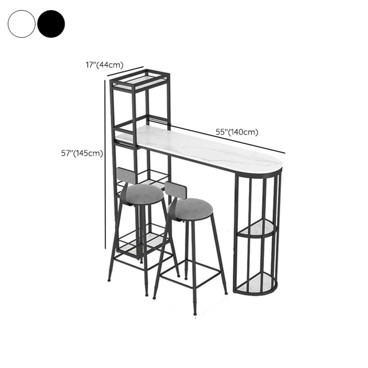 White Oval Marble Tall Bar Table with Gold Frame Image - 16