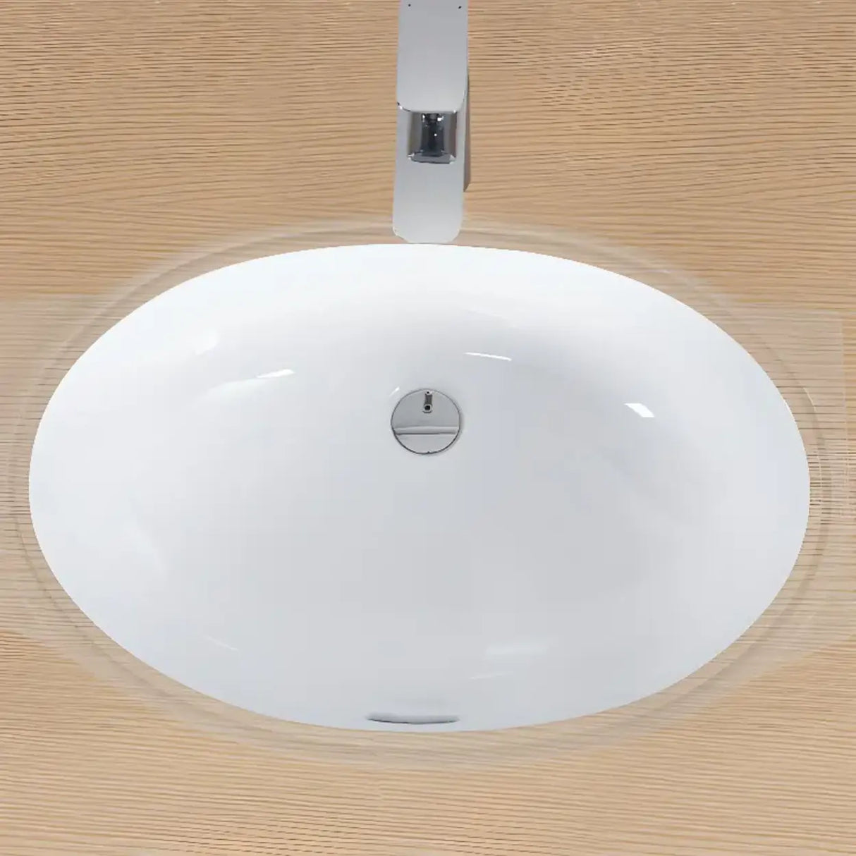 White Oval-Shaped Ceramic Undermount Bathroom Sink Image - 8