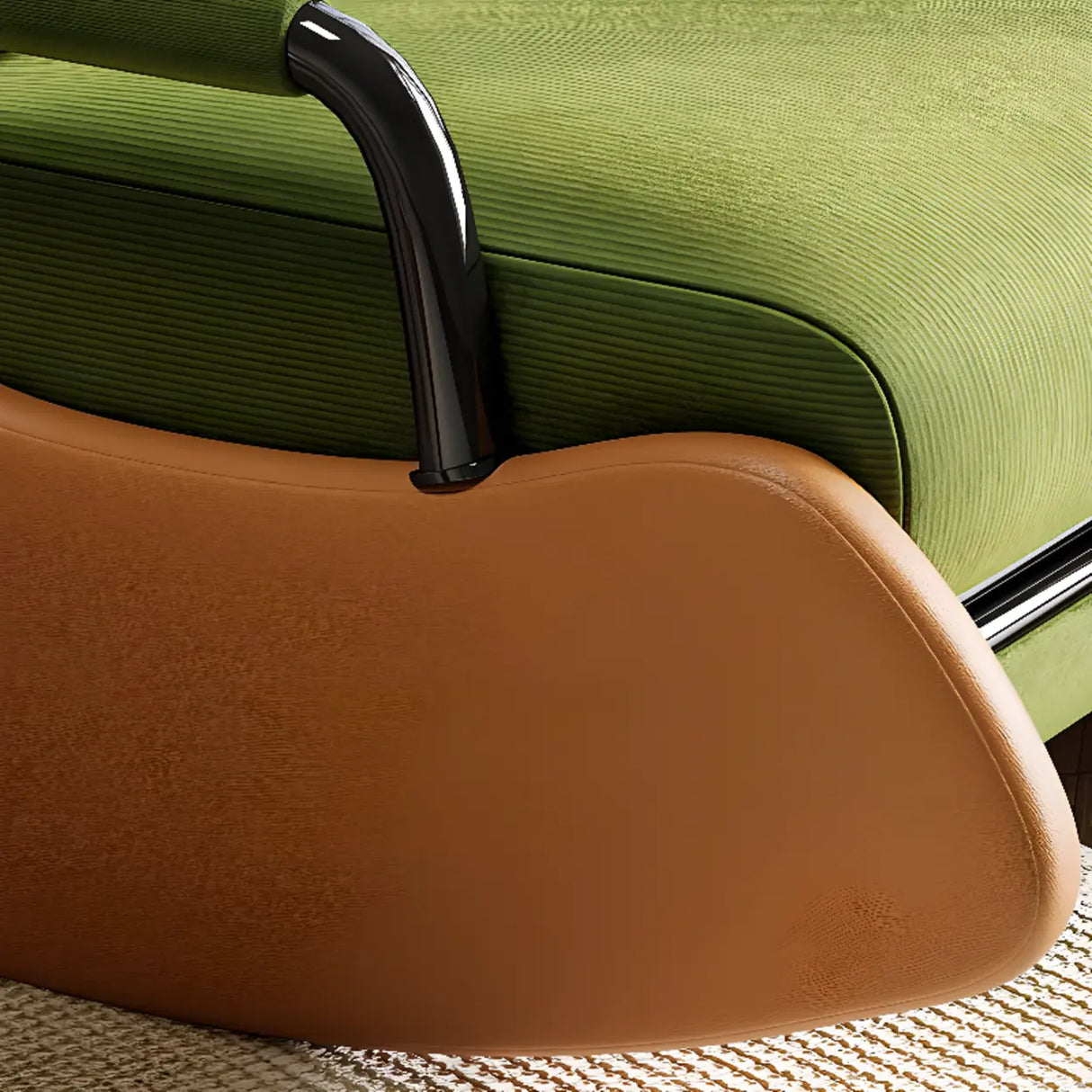 White Recessed Arm Brown Wood Leg Rocking Chair Image - 11