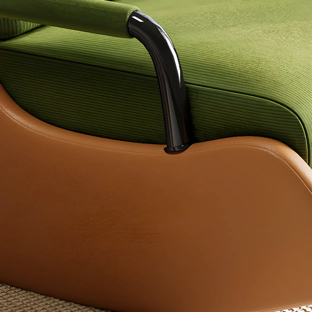 White Recessed Arm Brown Wood Leg Rocking Chair Image - 7