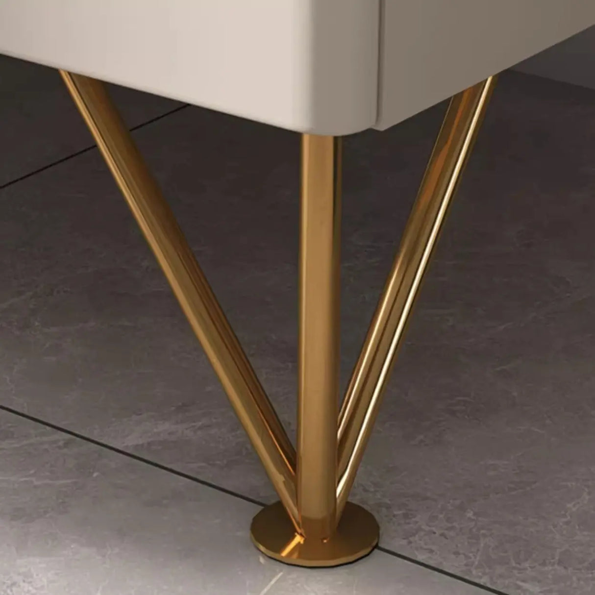 White Rectangle Open Storage Cabinet Stone TV Stand Image - 11