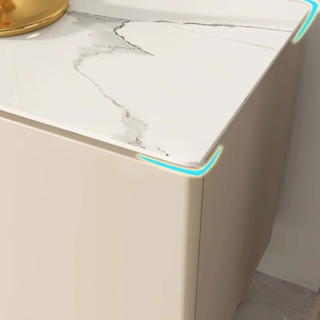 White Rectangle Open Storage Cabinet Stone TV Stand Image - 6