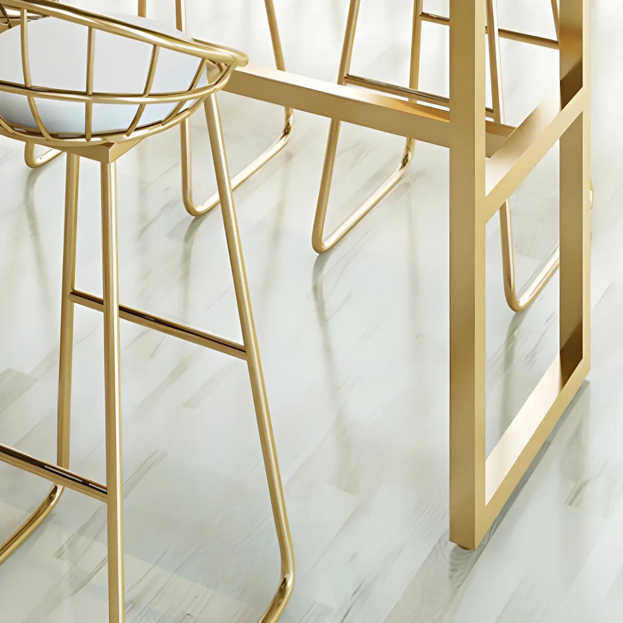 White Rectangle Rock Slab Large Bar Table With Footrest Image - 7