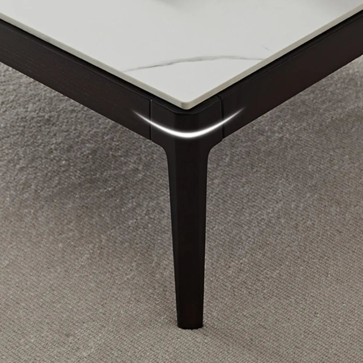 White Rectangle Stone Top Ash Base Single Coffee Table Image - 10