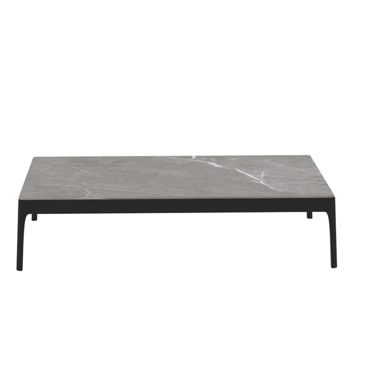 White Rectangle Stone Top Ash Base Single Coffee Table Image - 3