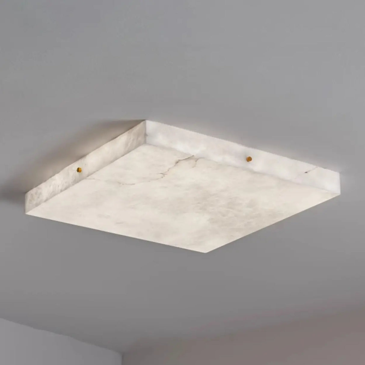 White Rectangular Alabaster LED Flush Mount Ceiling Light Image - 10